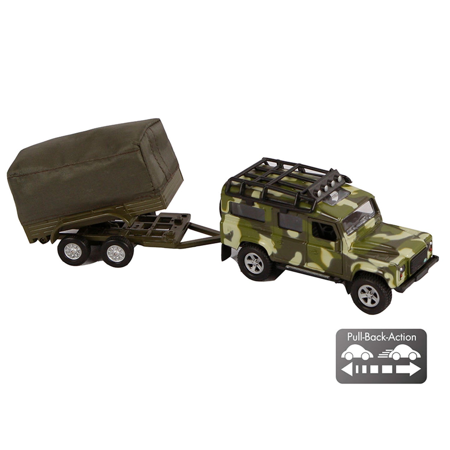 Kids Globe Land rover met aanhanger military
