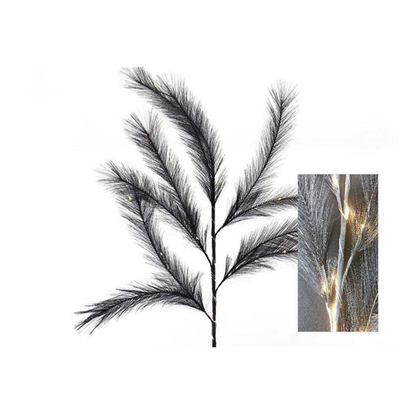 HBX Natural Living Pluimgras tak met led 72cm zwart