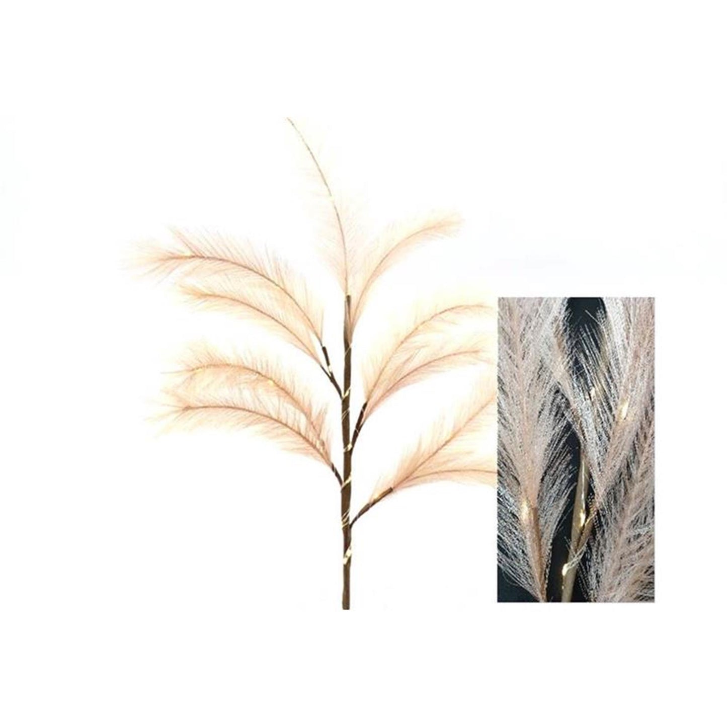 HBX Natural Living Pluimgras tak met led 72cm roze