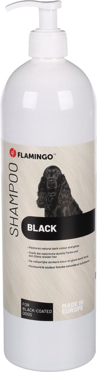 Flamingo Hondenshampoo zwarte vacht – 1l – kleurherstellend hydraterend – vachtverzorging