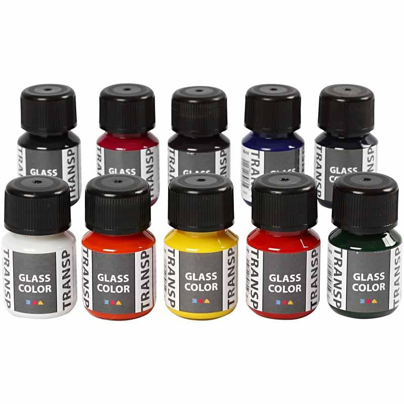 Creativ Company Https: www.cchobby.nl glass-color-transparent-diverse-kleuren-300-ml-10x30-ml-1-doos