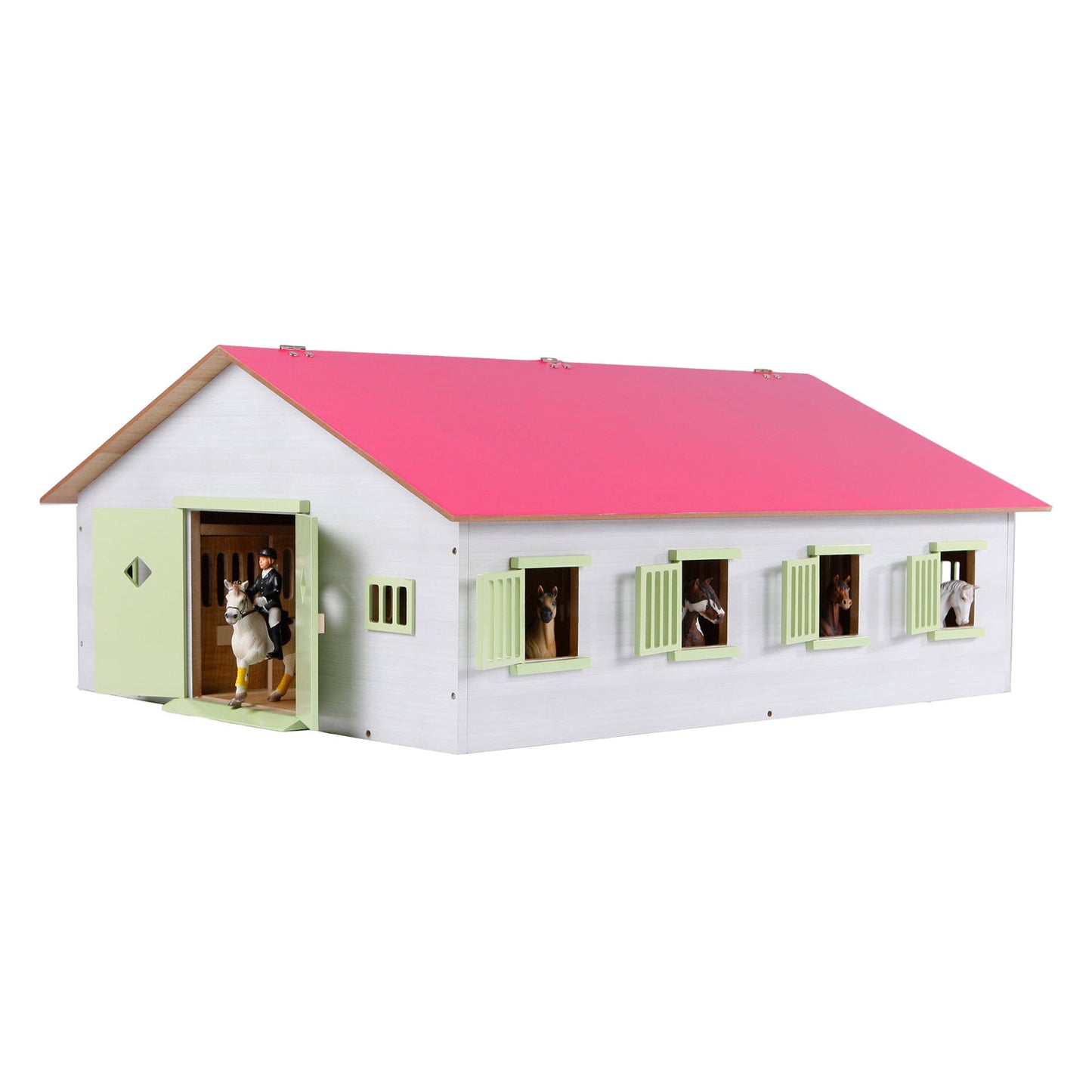 Kids GLOBE paardenstal roze met 7 boxen, 1:24