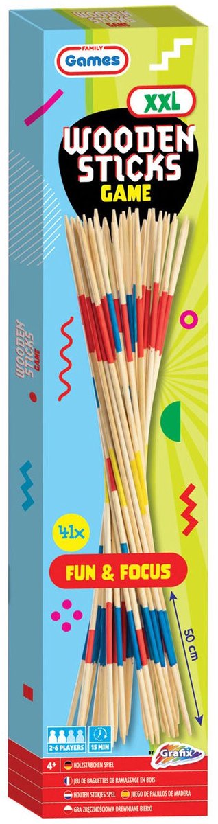 Grafix Xxl houten stokken spel - outdoor | spellen voor kinderen | 50cm per stok - 41 stokken in totaal