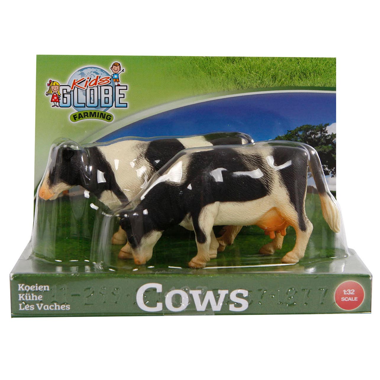 Kids Globe Koeien zwart wit staand 2stuks 1:32