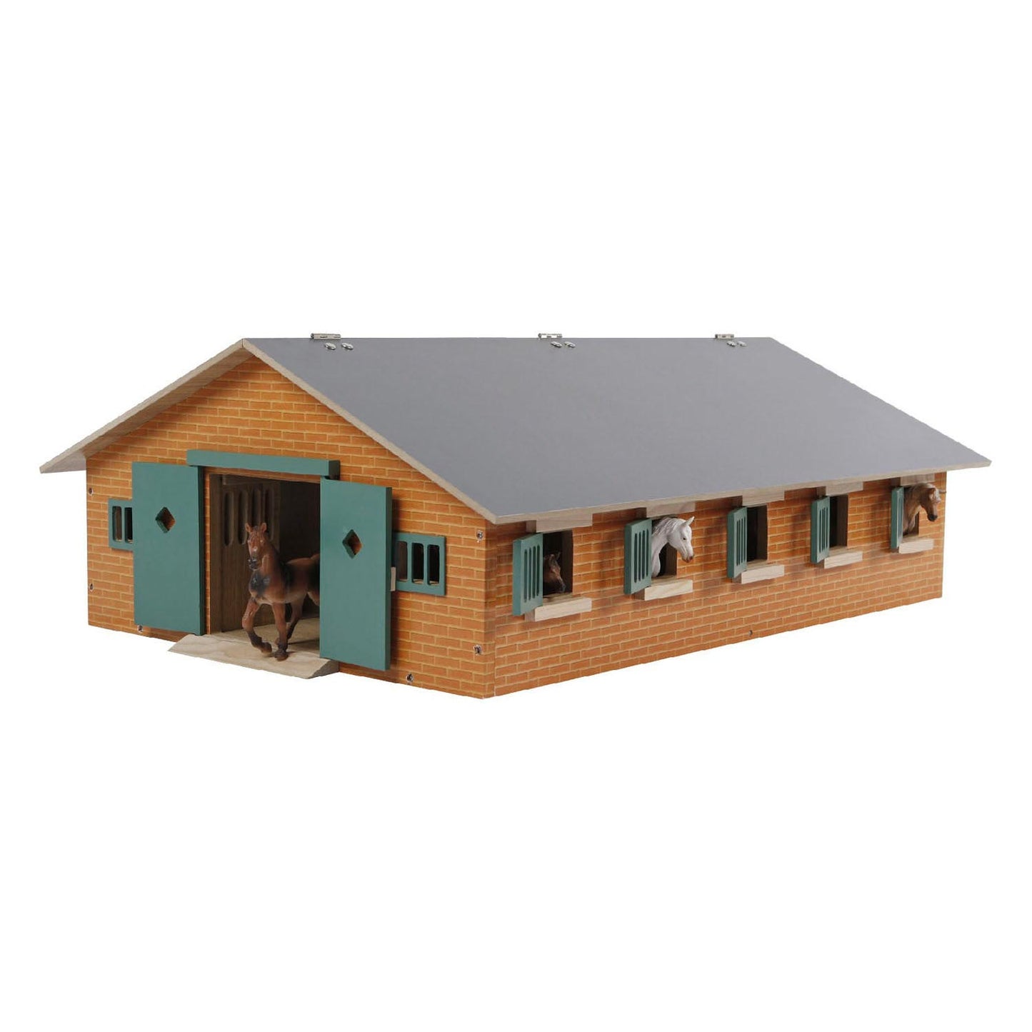 Kids GLOBE paardenstal hout met 9 paardenboxen 1:32
