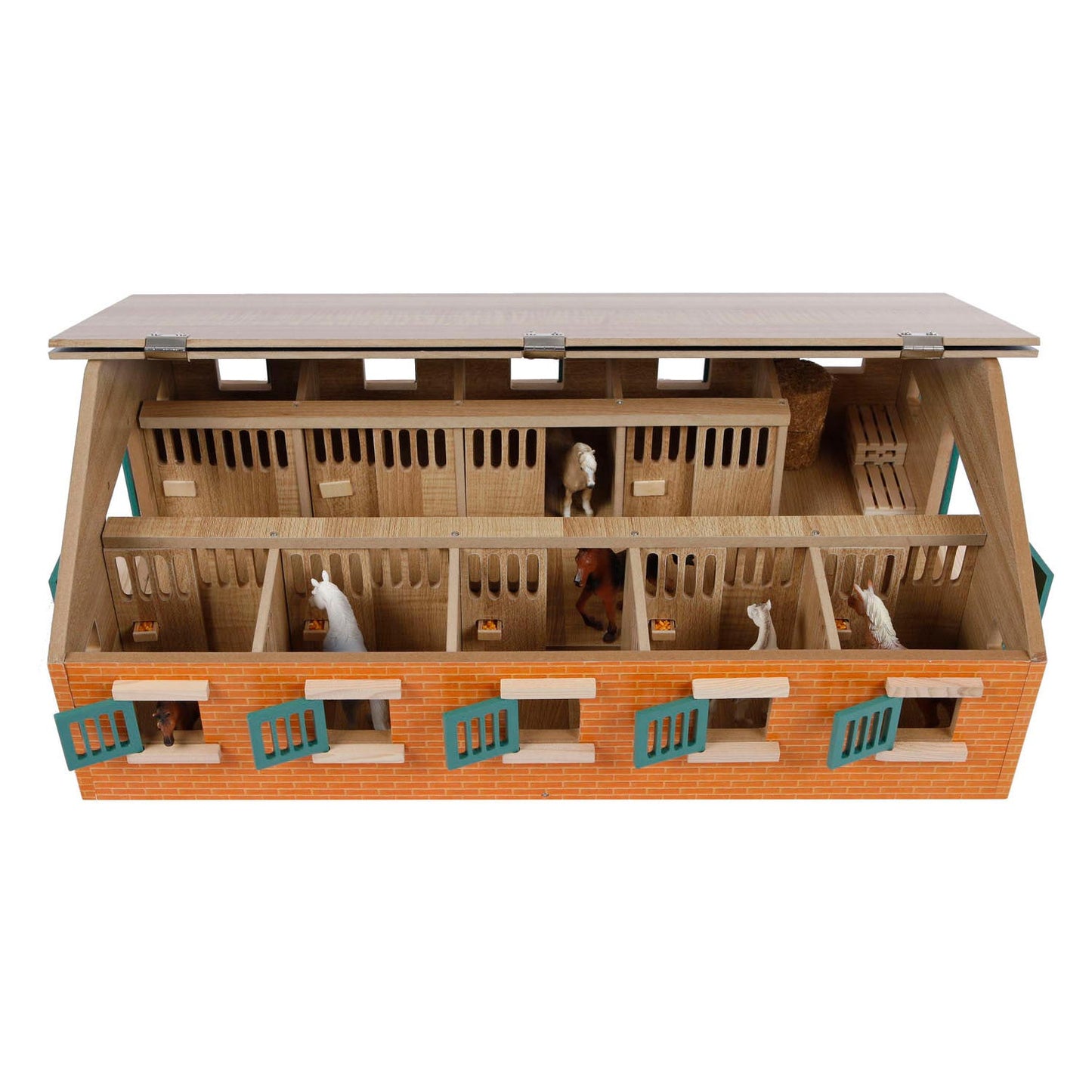Kids GLOBE paardenstal hout met 9 paardenboxen 1:32