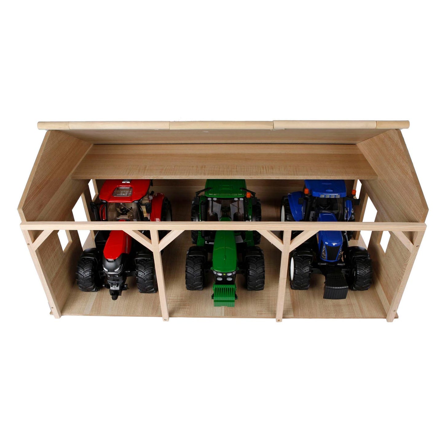Kids Globe landbouwloods hout voor 3 tractoren, 1:16