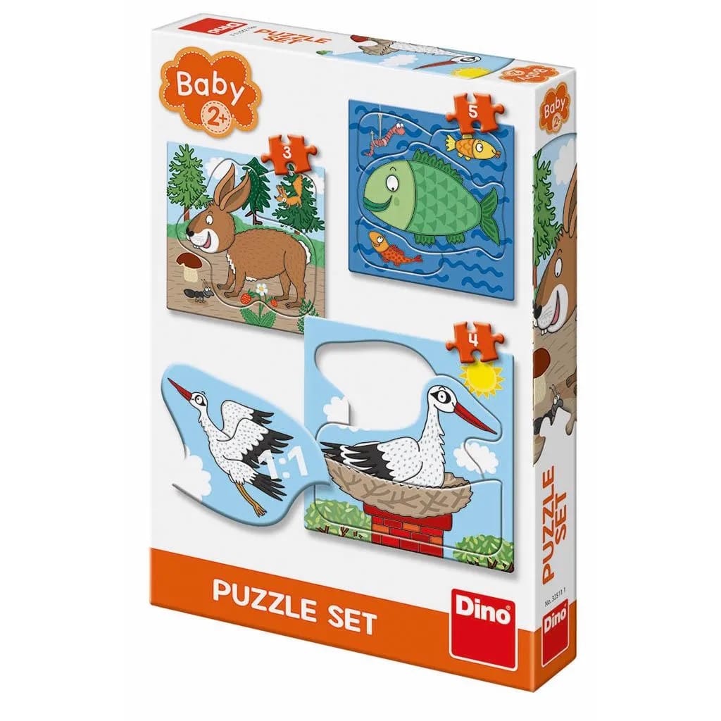 DinoToys Dino puzzel - baby: waar de dieren leven - 3 tot 5 stukjes