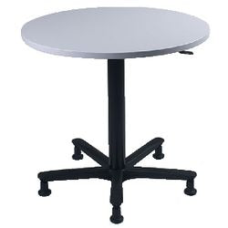 Bach Light grey hammerer desk round height adjustable black legs 800x720-1140mm