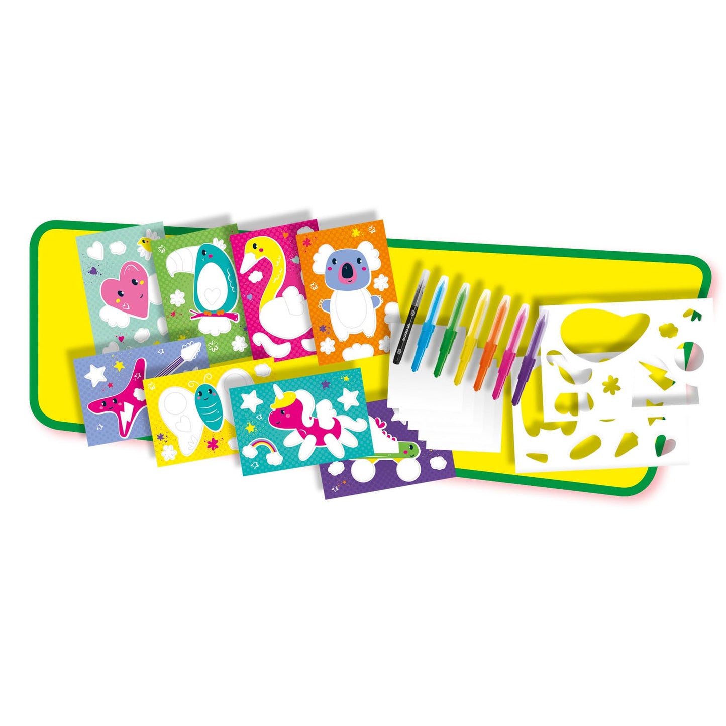 SES Creative – blow airbrush graffiti – creatieve knutselset vanaf 6 jaar – inclusief 6 airbrush pennen, zwarte stift, sjablonen en kleurplaten