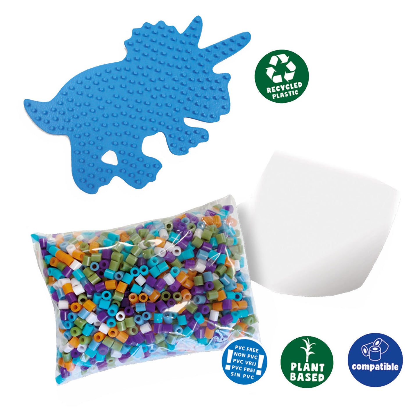 SES green beedz - strijkkralenset triceratops dino