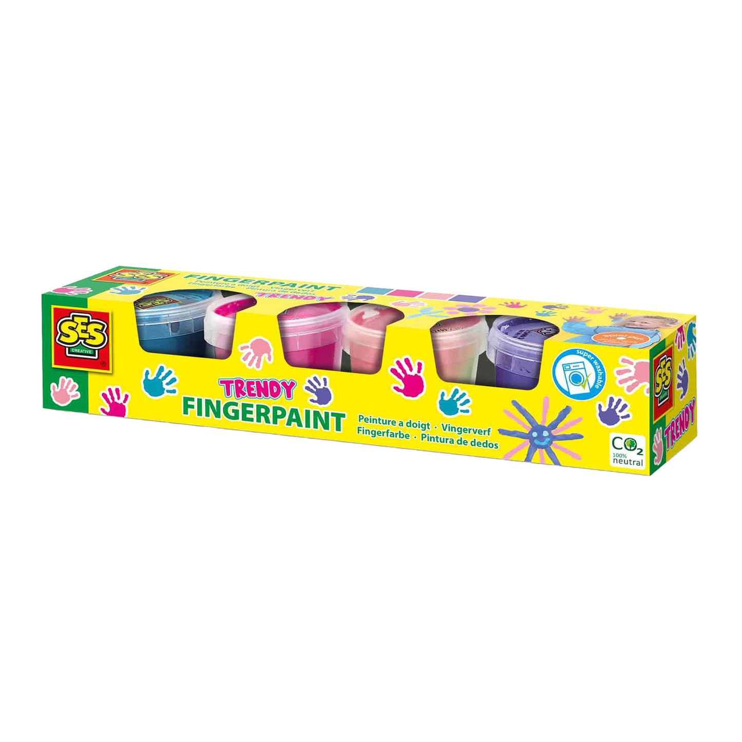 SES Creative Ses vingerverf trendy kleuren, 4x110ml