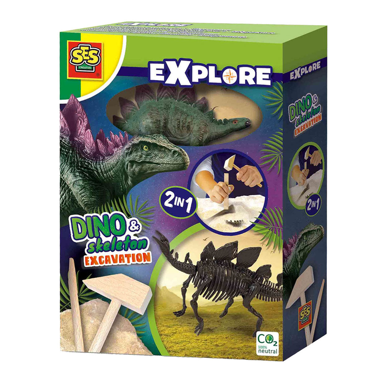 SES Creative Ses explore dino en skelet opgraven 2in1- stegosaurus