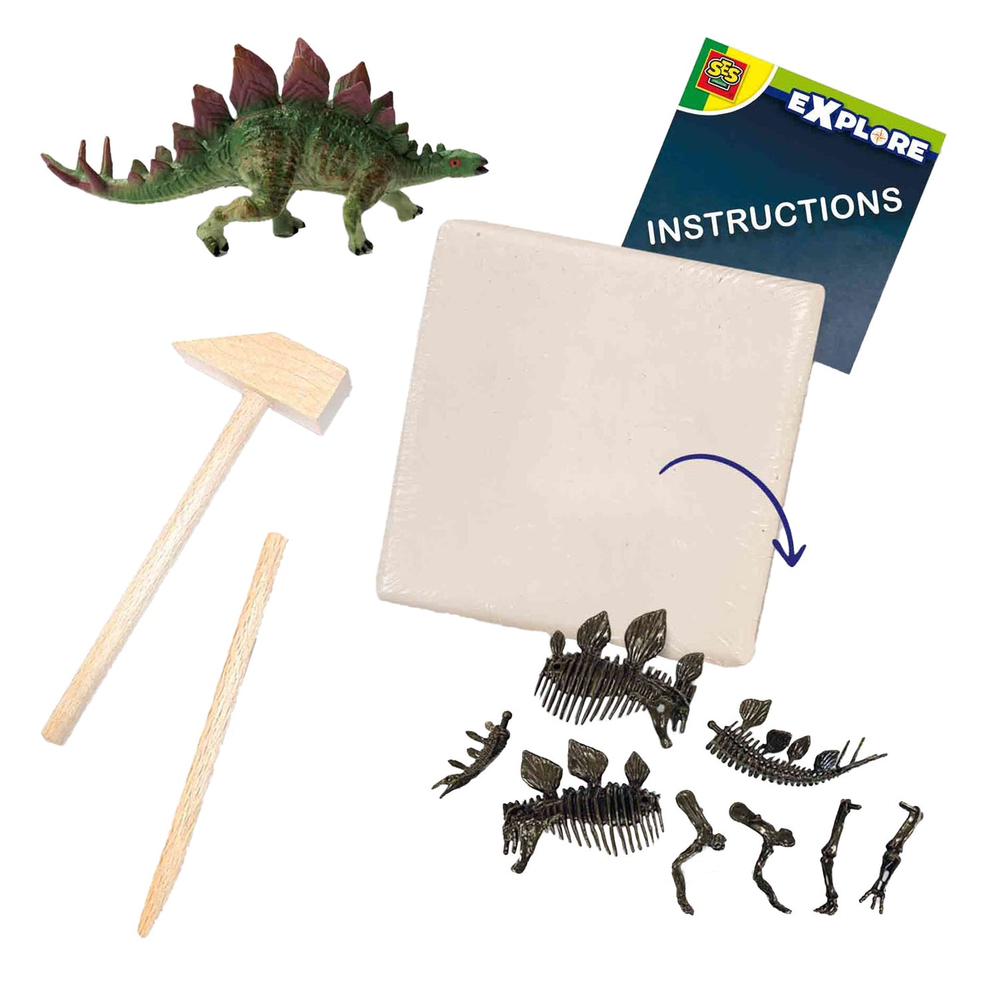 SES Creative Ses explore dino en skelet opgraven 2in1- stegosaurus