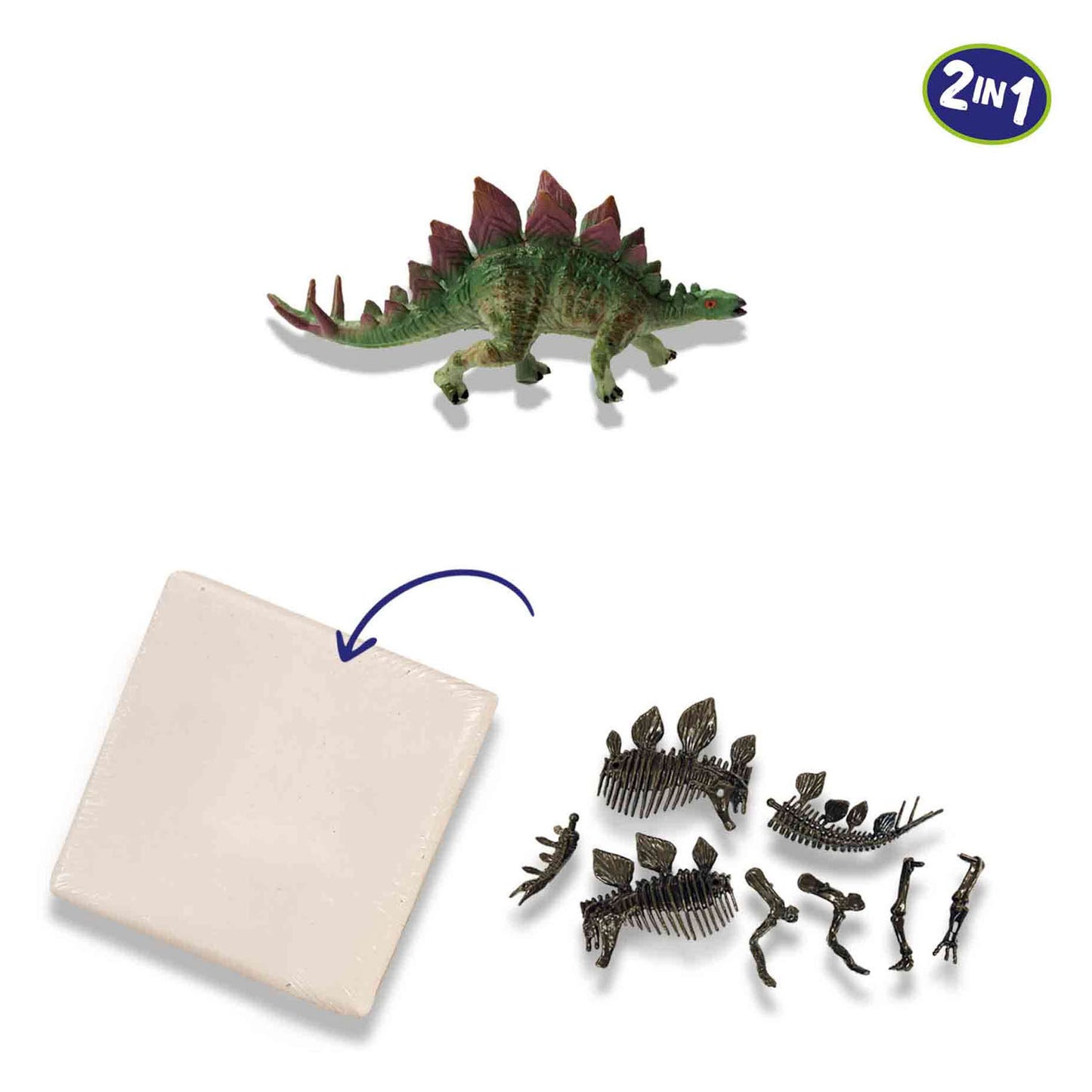 SES Creative Ses explore dino en skelet opgraven 2in1- stegosaurus
