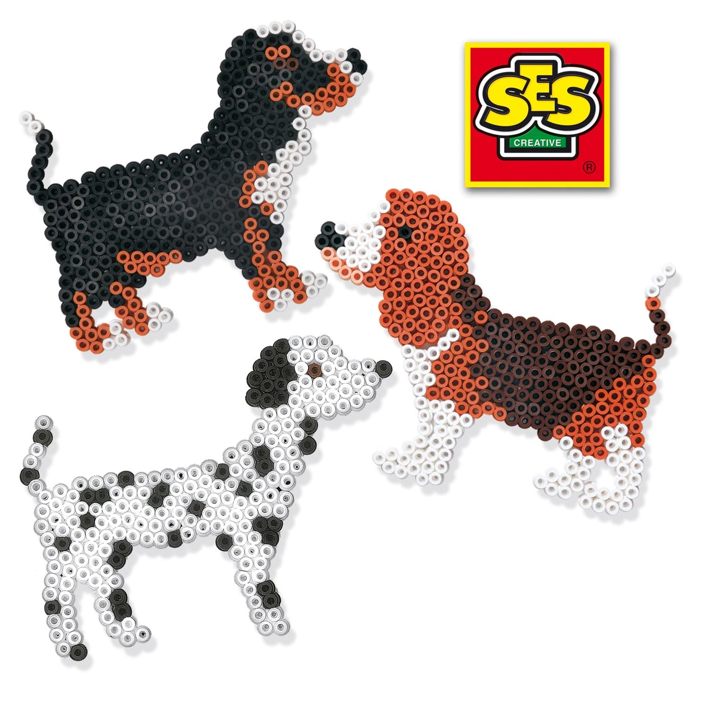 Ses strijkkralen bord hond