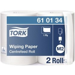 Poetspapier M2 Centrefeed Tork 1-laags wit 2 rollen