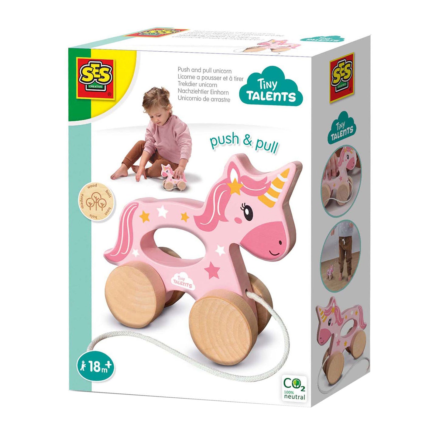 SES Creative Ses houten trekdier 2 in 1 - eenhoorn