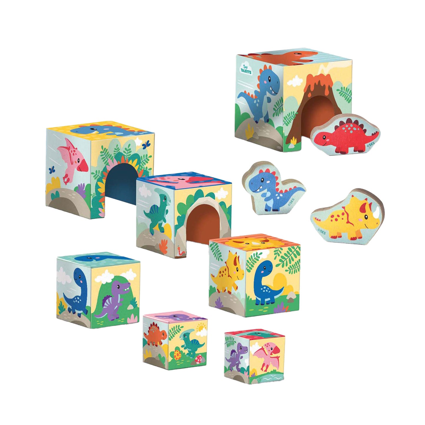 SES Creative Ses stapelblokken toren met dino figuren
