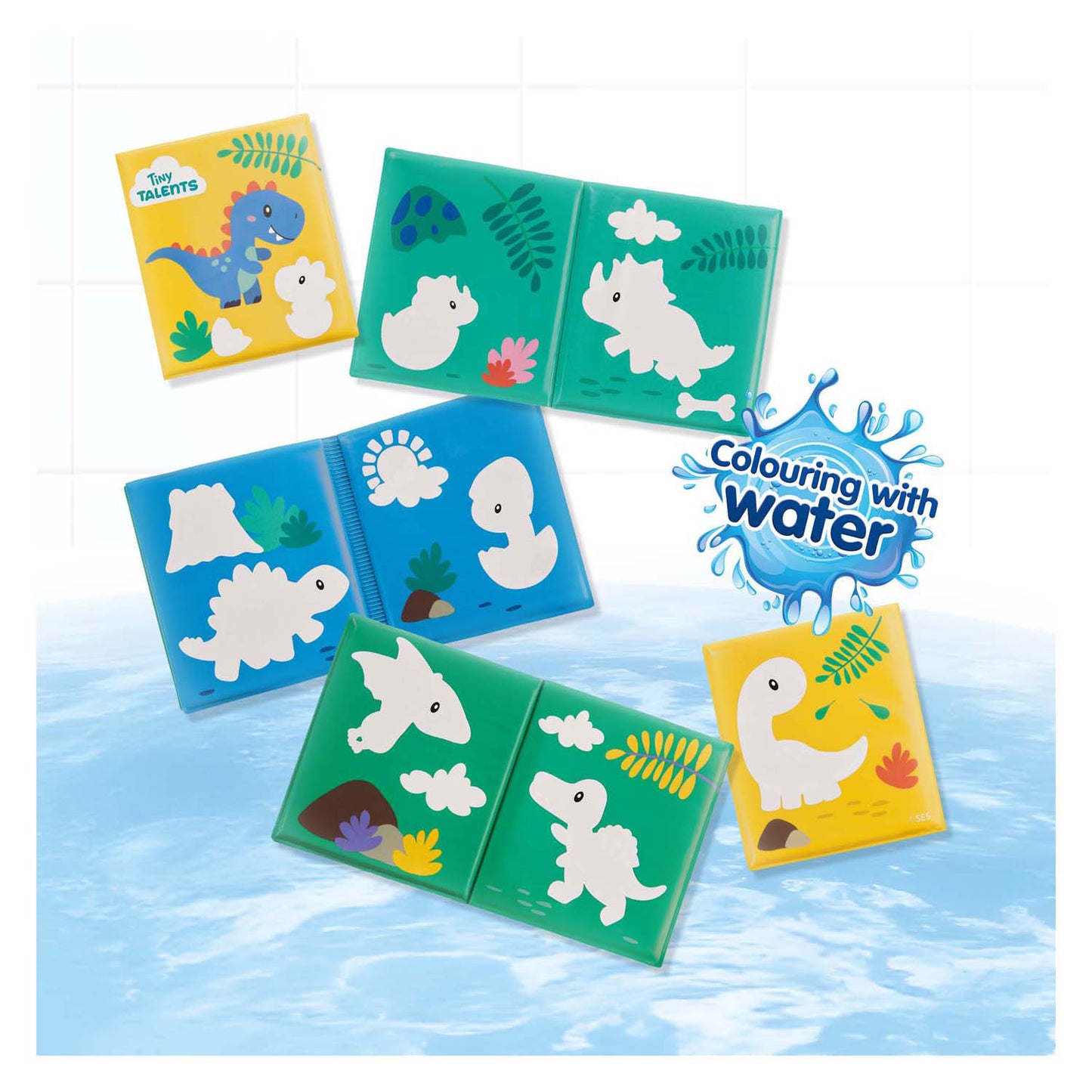SES badboek - kleuren met water dino's