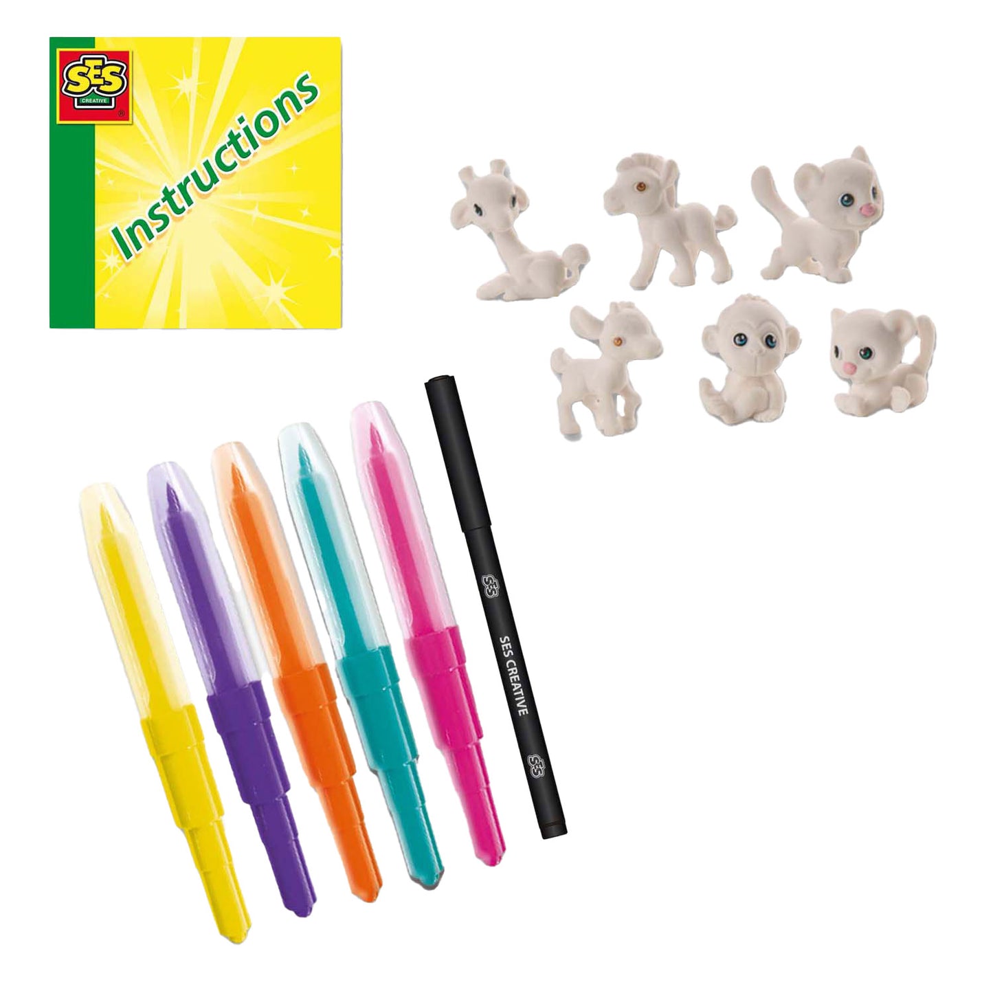 SES Creative Ses blow airbrush pens - safari dieren, 6st.