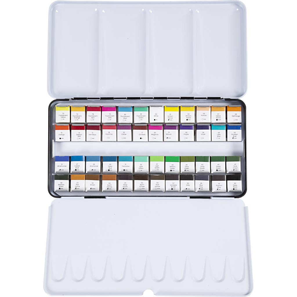 Creotime Https: www.cchobby.nl art-aquarelverf-pan-afm-10x15x20-mm-standaardkleuren-48-kleur-1-doos