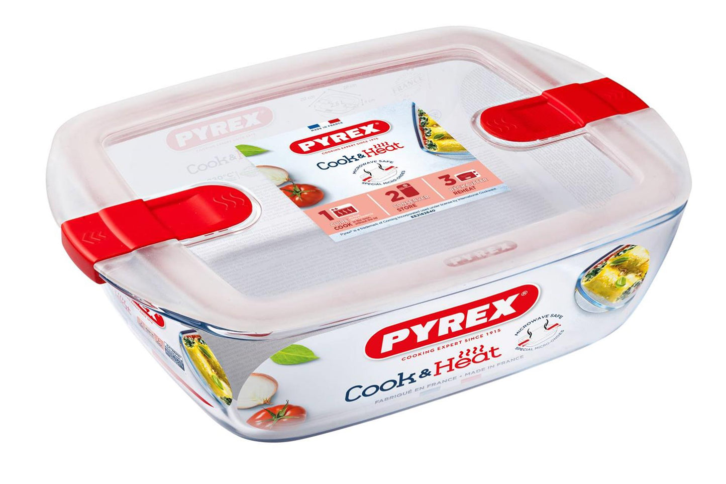 Pyrex schaal met deksel 1,1l 23x15x6cm