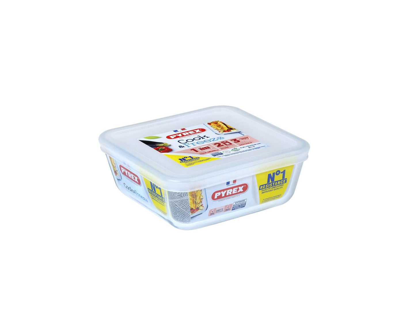 Pyrex schaal met deksel 0,85l 15x15cm