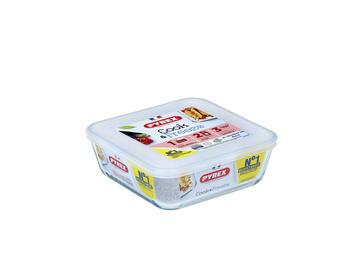 Pyrex schaal met deksel 2l 20x22cm