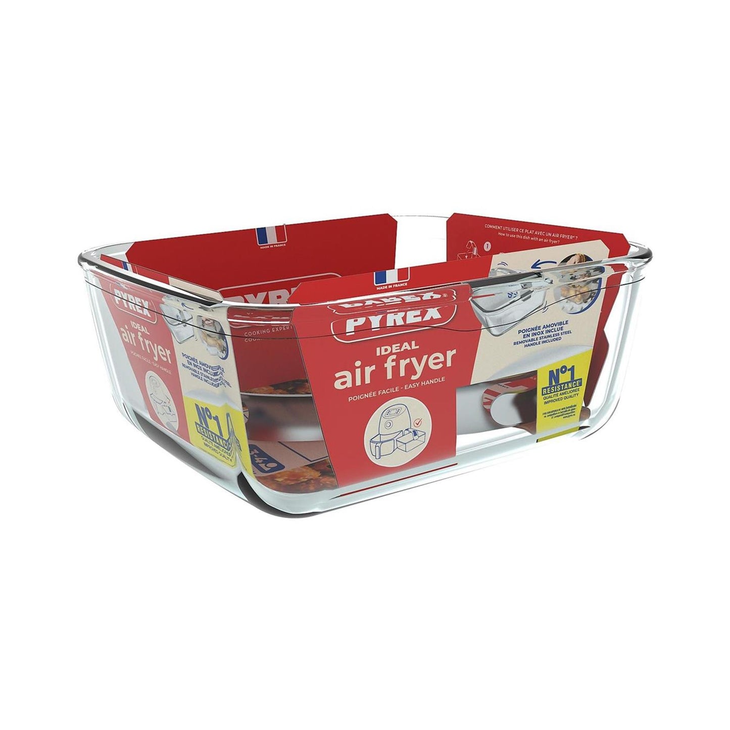 Pyrex airfryerschaal 18x20x8cm 2l met veiligheidsgrip metaal