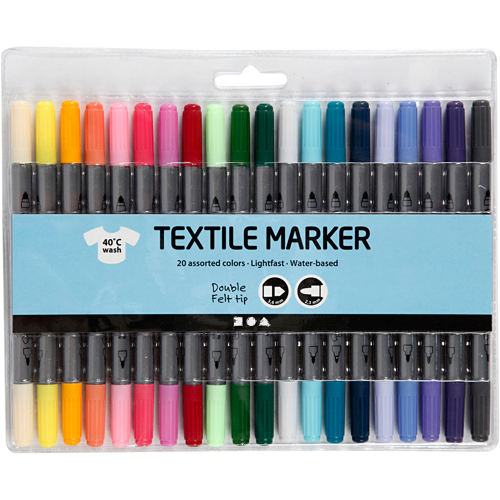 Creativ Company Https: www.cchobby.nl textielstiften-lijndikte-2-3-3-6-mm-extra-kleuren-20-stuk-1-doos