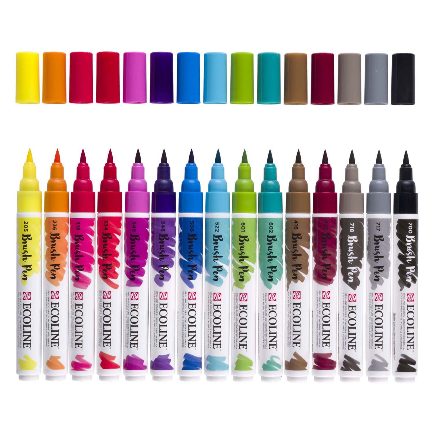 Bruynzeel Ecoline brush pen set, 15 kleuren