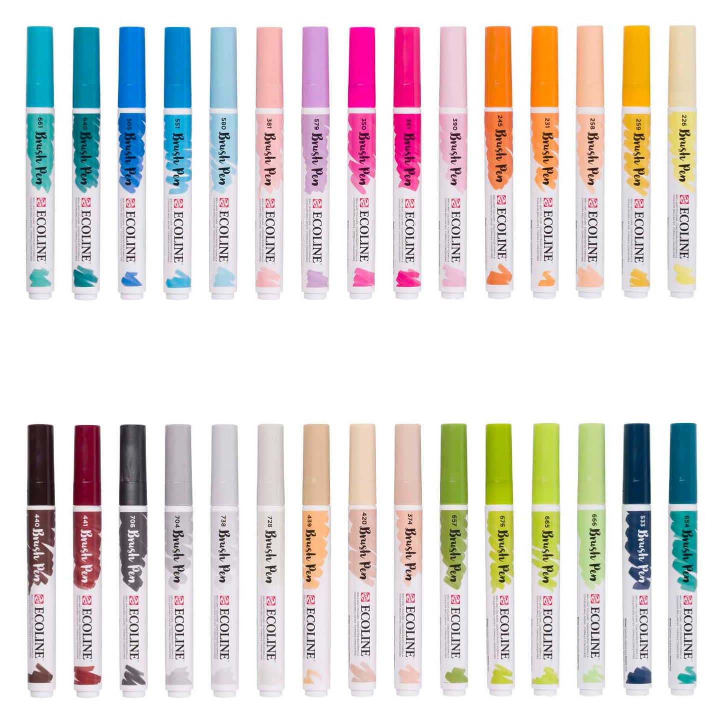 Bruynzeel Ecoline brush pen set additional, 30 kleuren