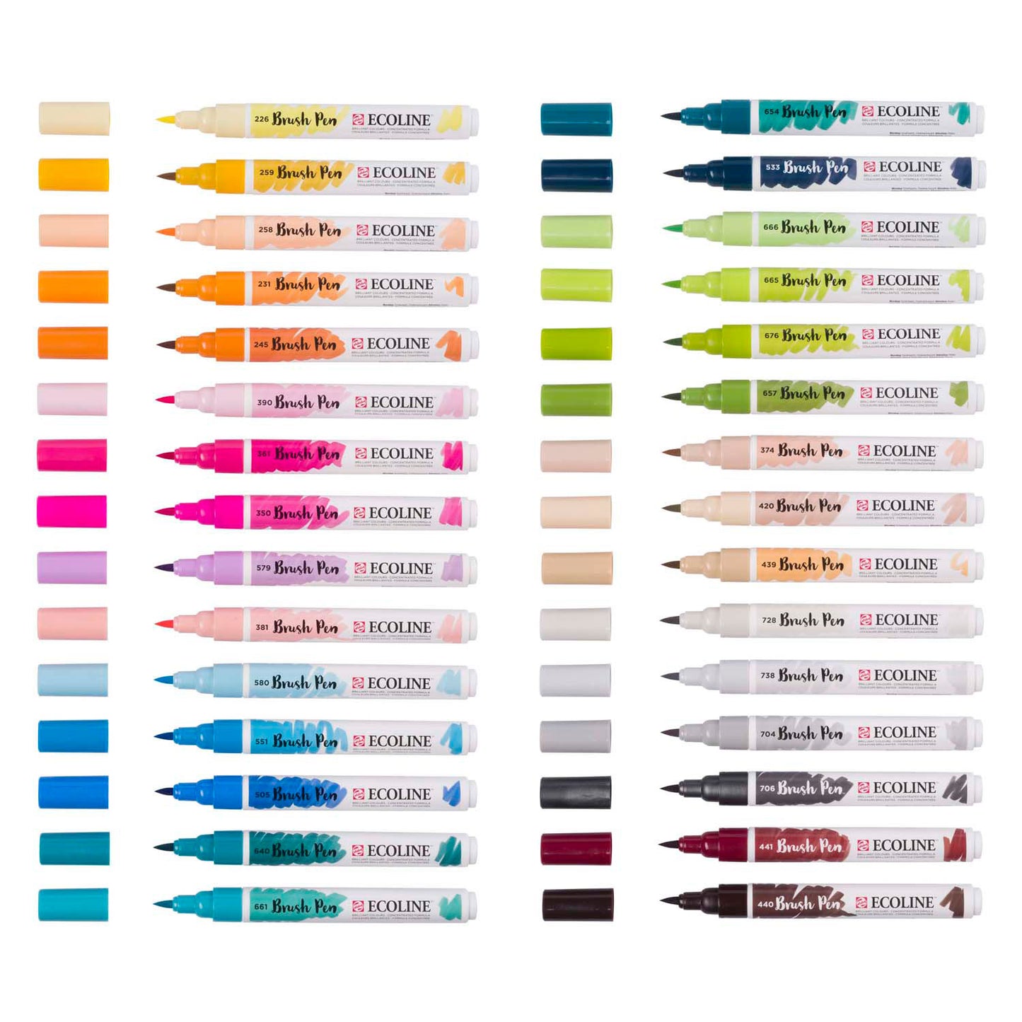 Bruynzeel Ecoline brush pen set additional, 30 kleuren