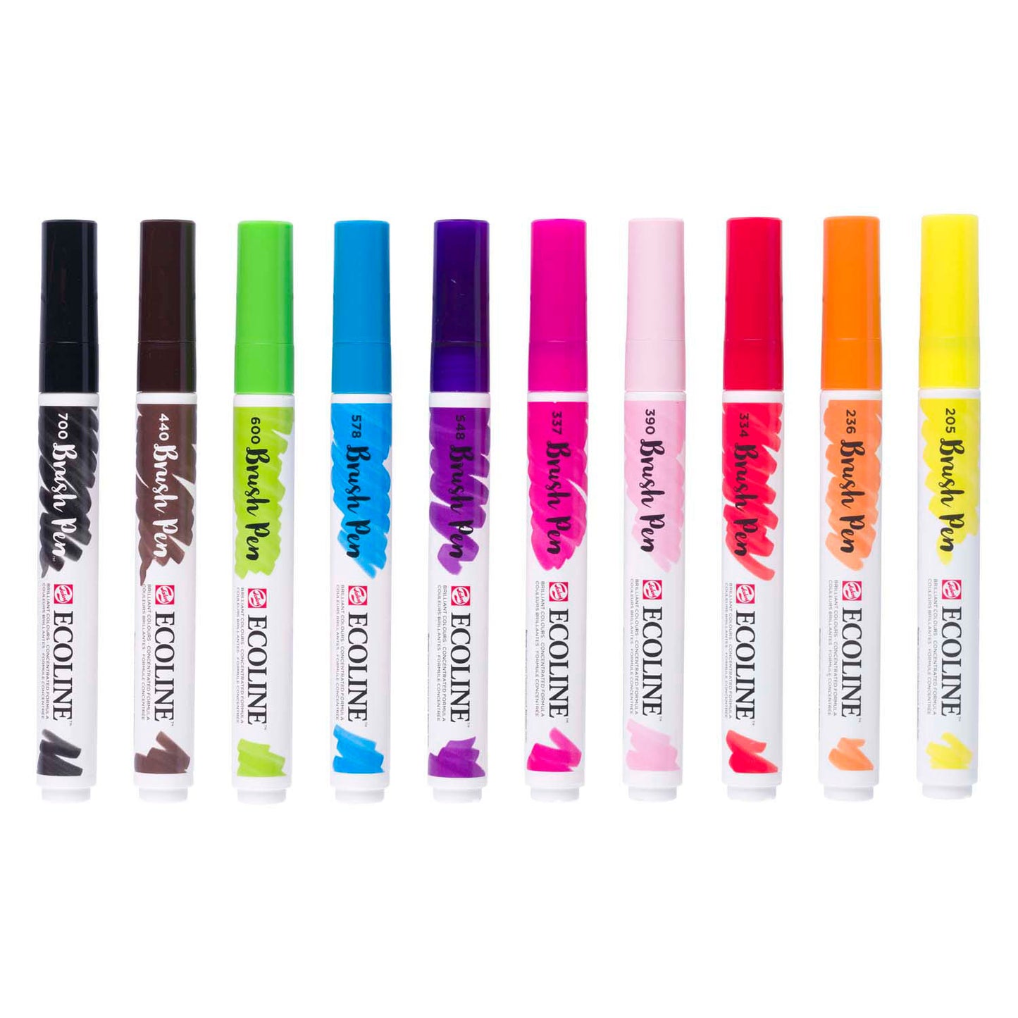 Ecoline brush pen set helder, 10 kleuren