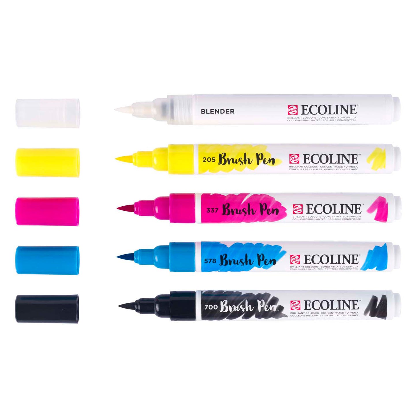 Ecoline brush pen set primair, 5 kleuren