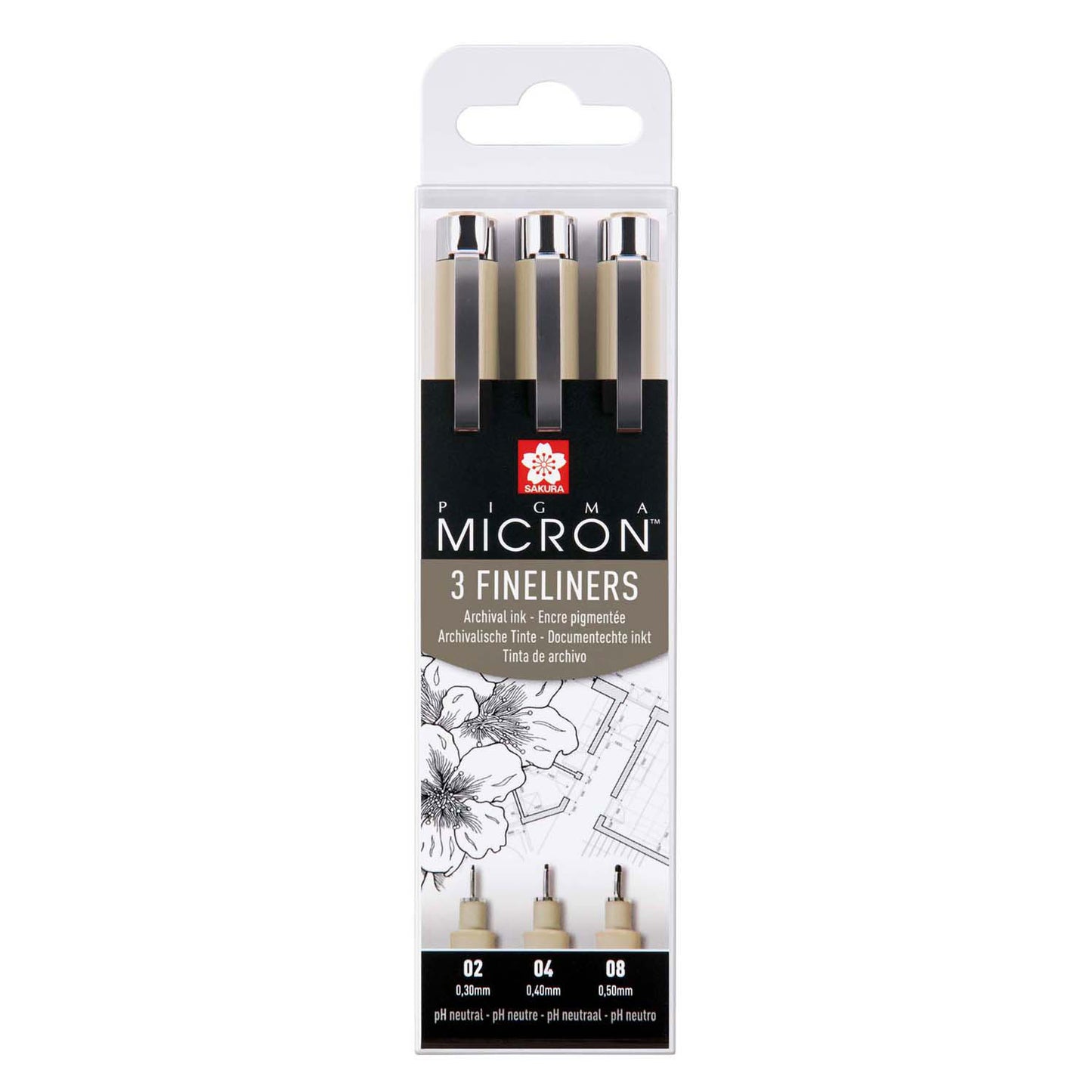 Sakura pigma micron etui 3 fineliners zwart 02-04-08