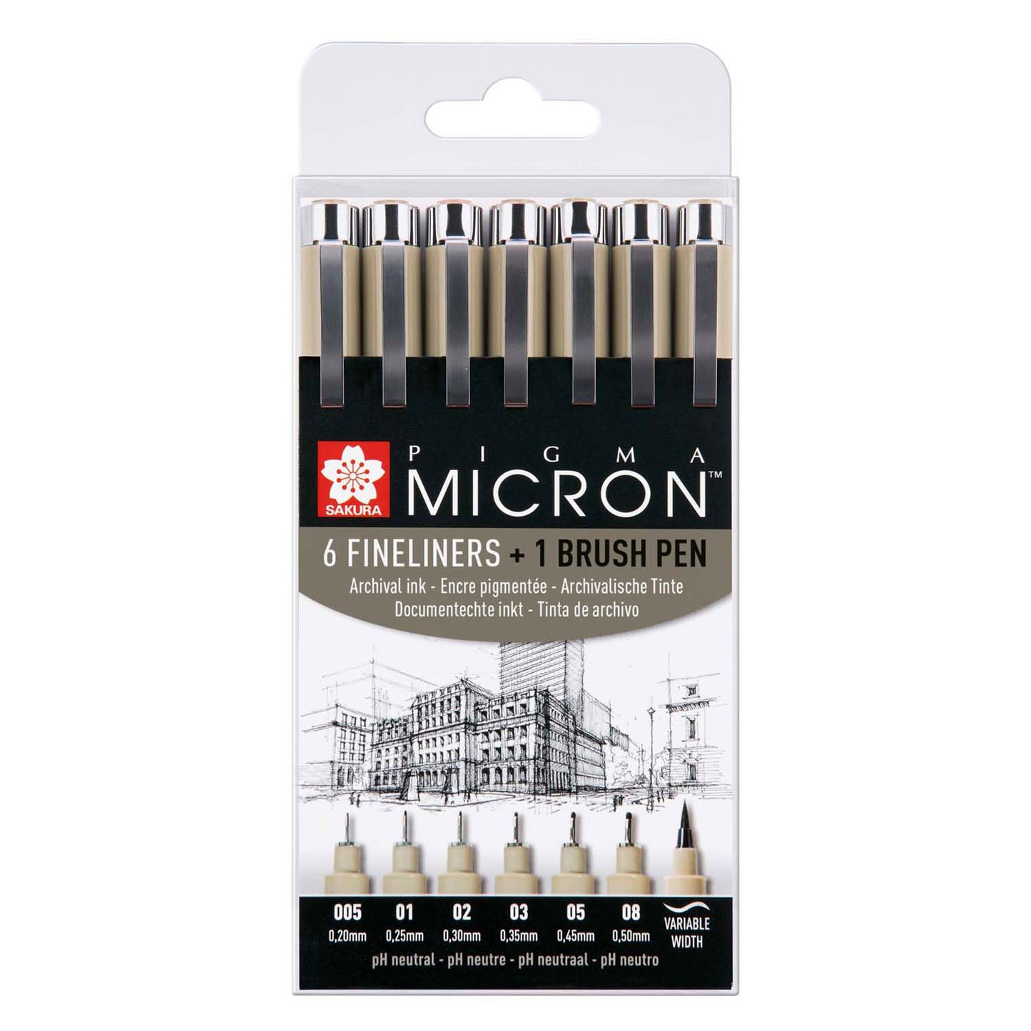 Sakura pigma micron set 6 fineliners en1 pigma penseel