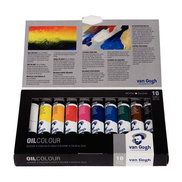 Van Gogh olieverf basisset met 10 kleuren in tubes van 20ml