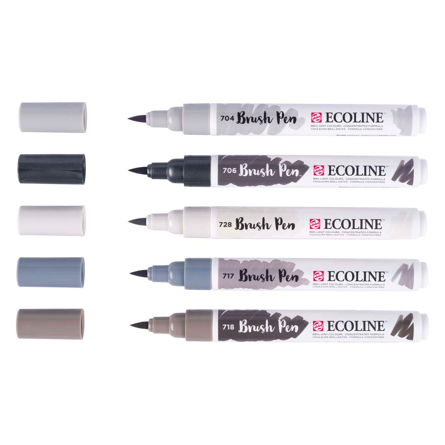 Ecoline brush pen set schaduw, 5 kleuren