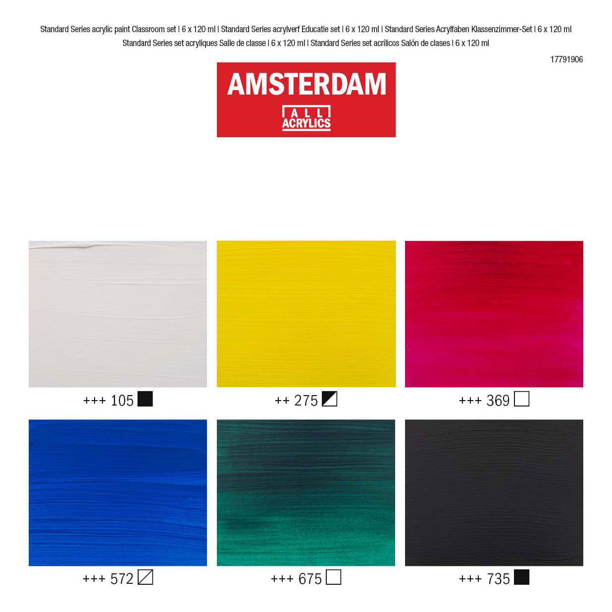 Amsterdam standard series acrylverf educatie set 120ml, 6dlg.