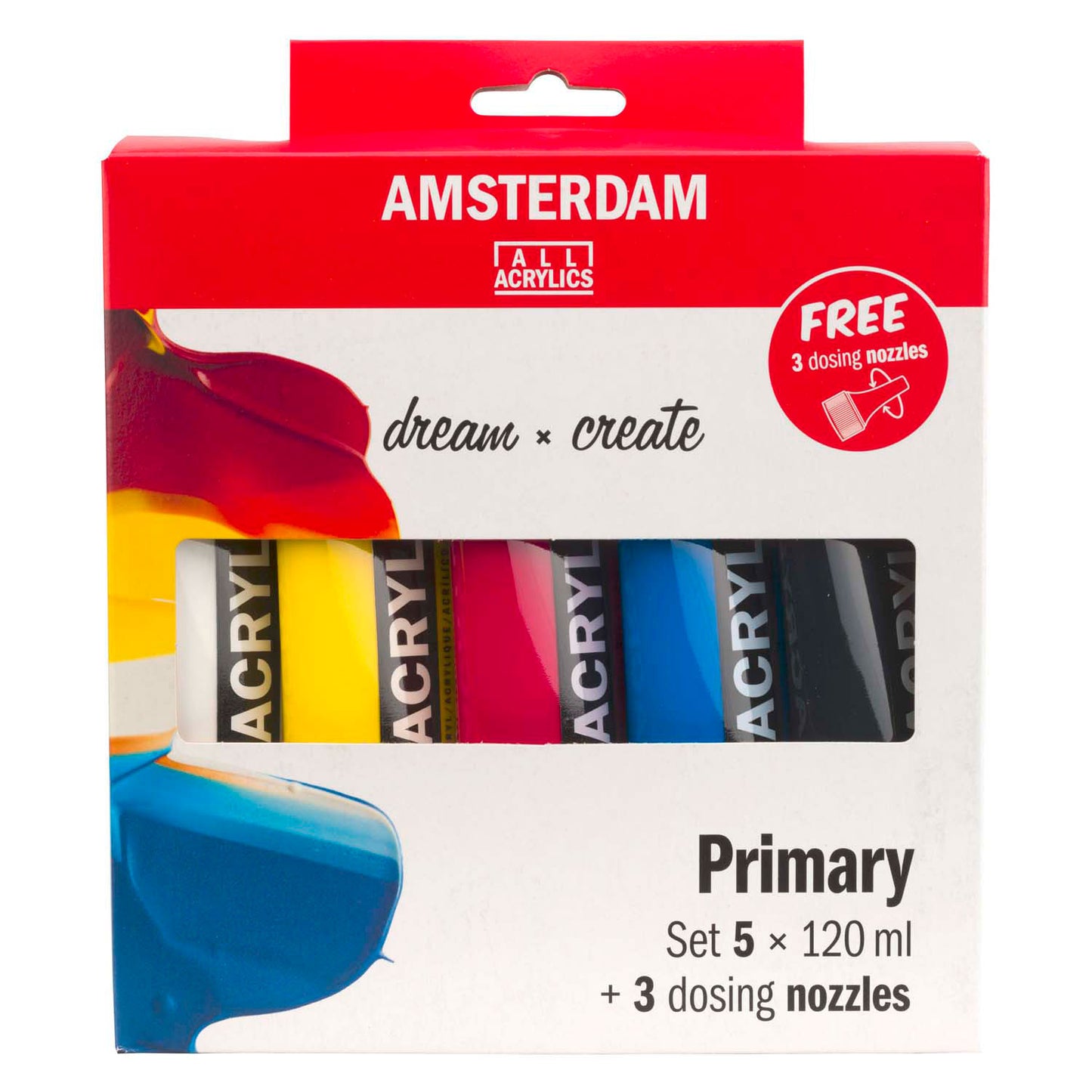 Amsterdam standard series acrylverf primaire set 120ml, 5dlg. + 3 doseertuiten