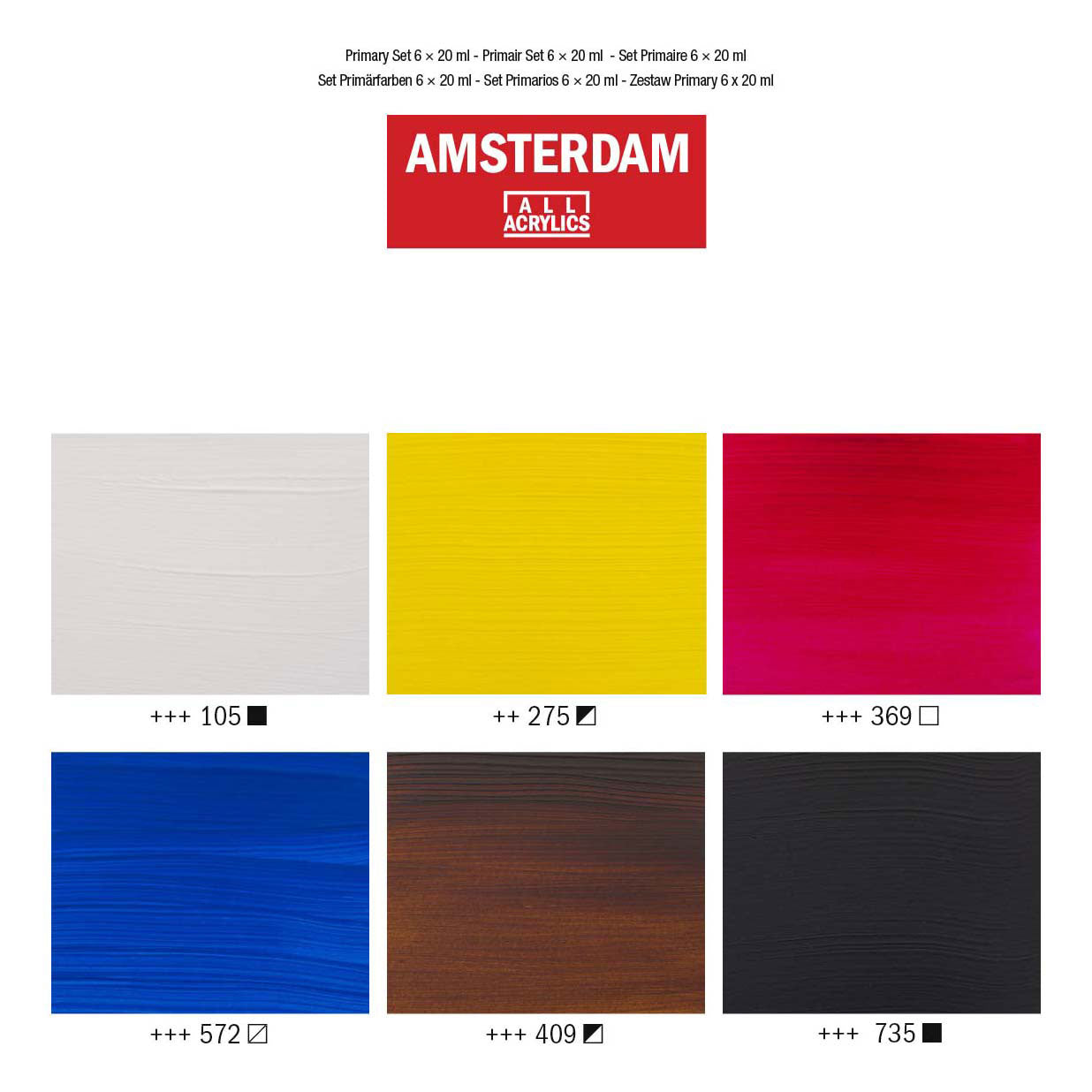 Amsterdam standard series acrylverf primaire set 20ml, 6dlg.