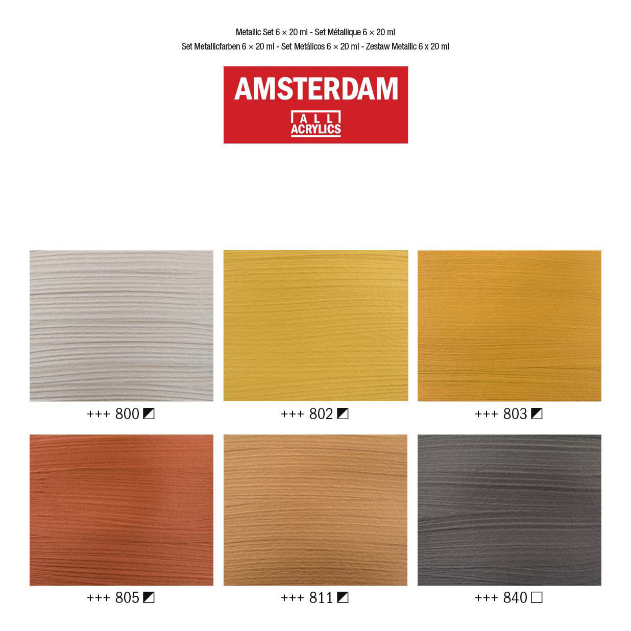 Amsterdam standard series acrylverf metallic set 20ml, 6dlg.