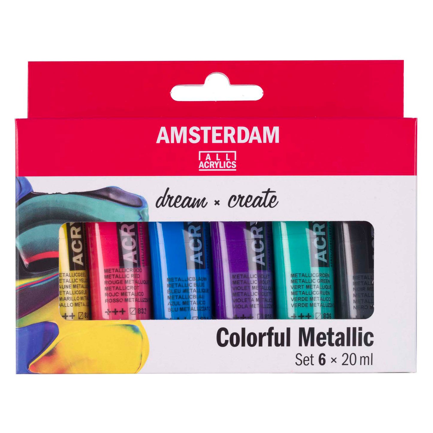 Royal Talens Amsterdam standard series acrylverf kleurrijke metallic set 20ml, 6dlg.
