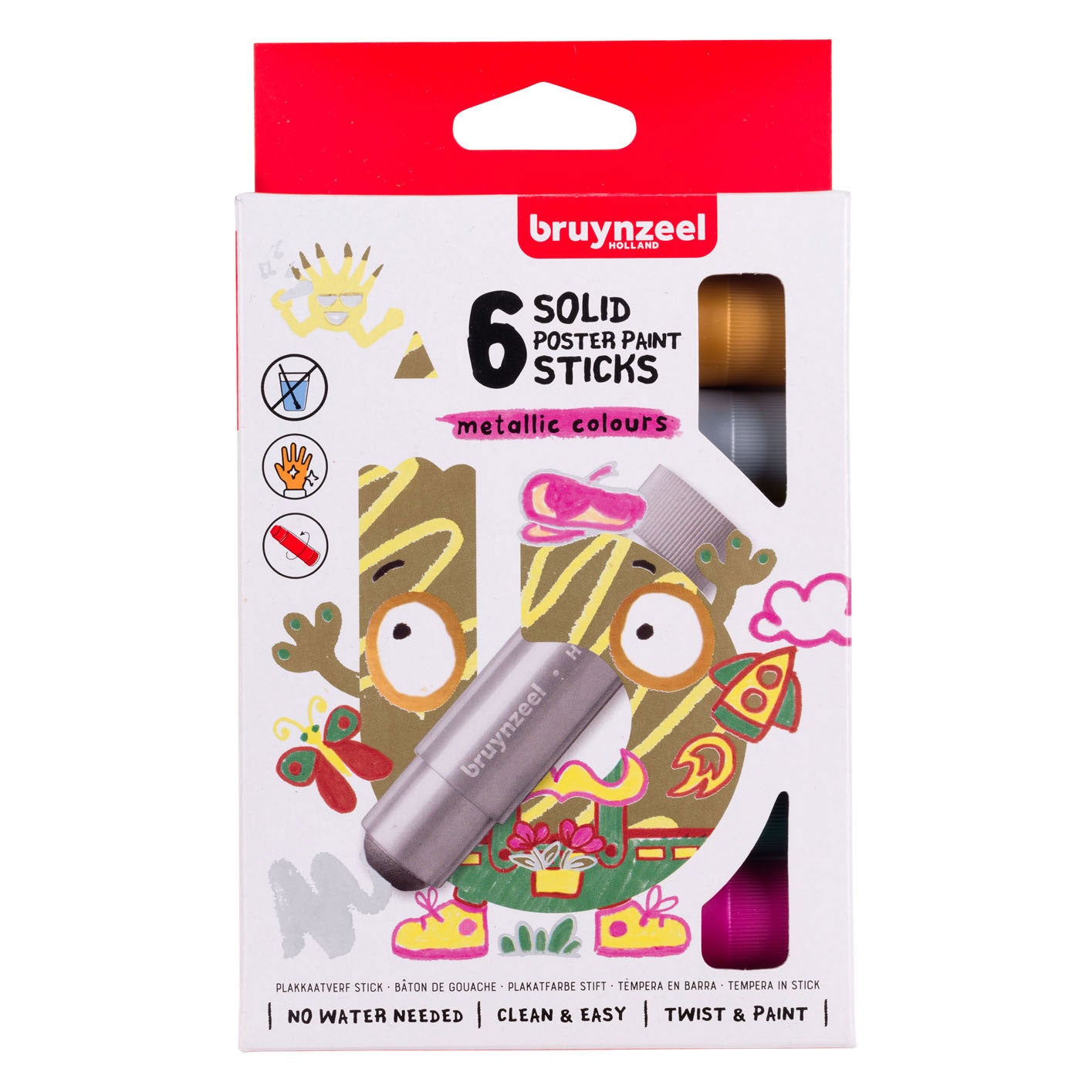 BRUYNZEEL plakkaatverf sticks metallic, 6st.