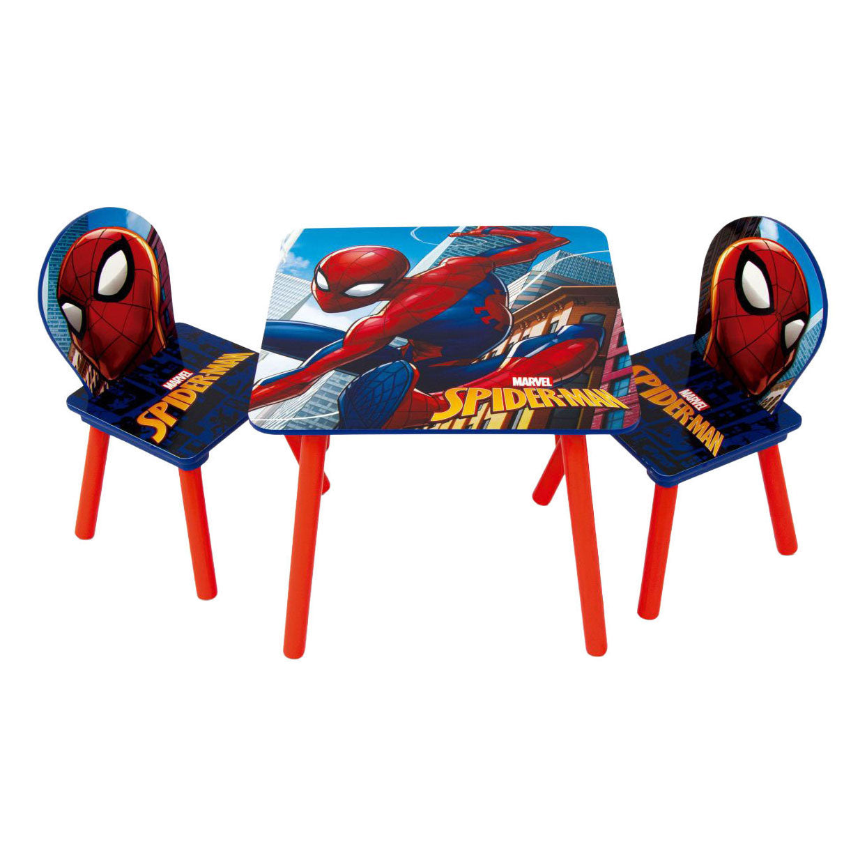 Set Houten Tafel met Twee Stoelen Spiderman