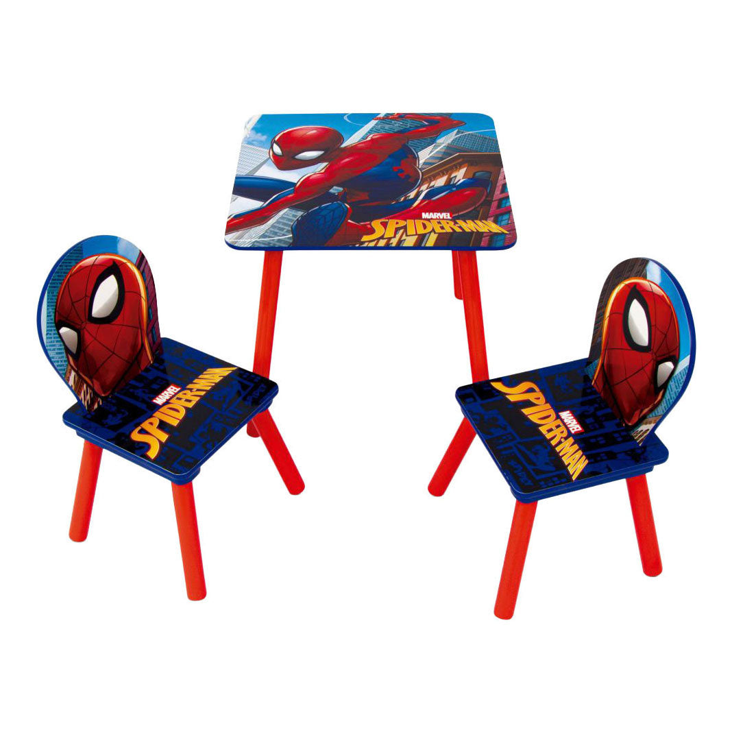 Set Houten Tafel met Twee Stoelen Spiderman