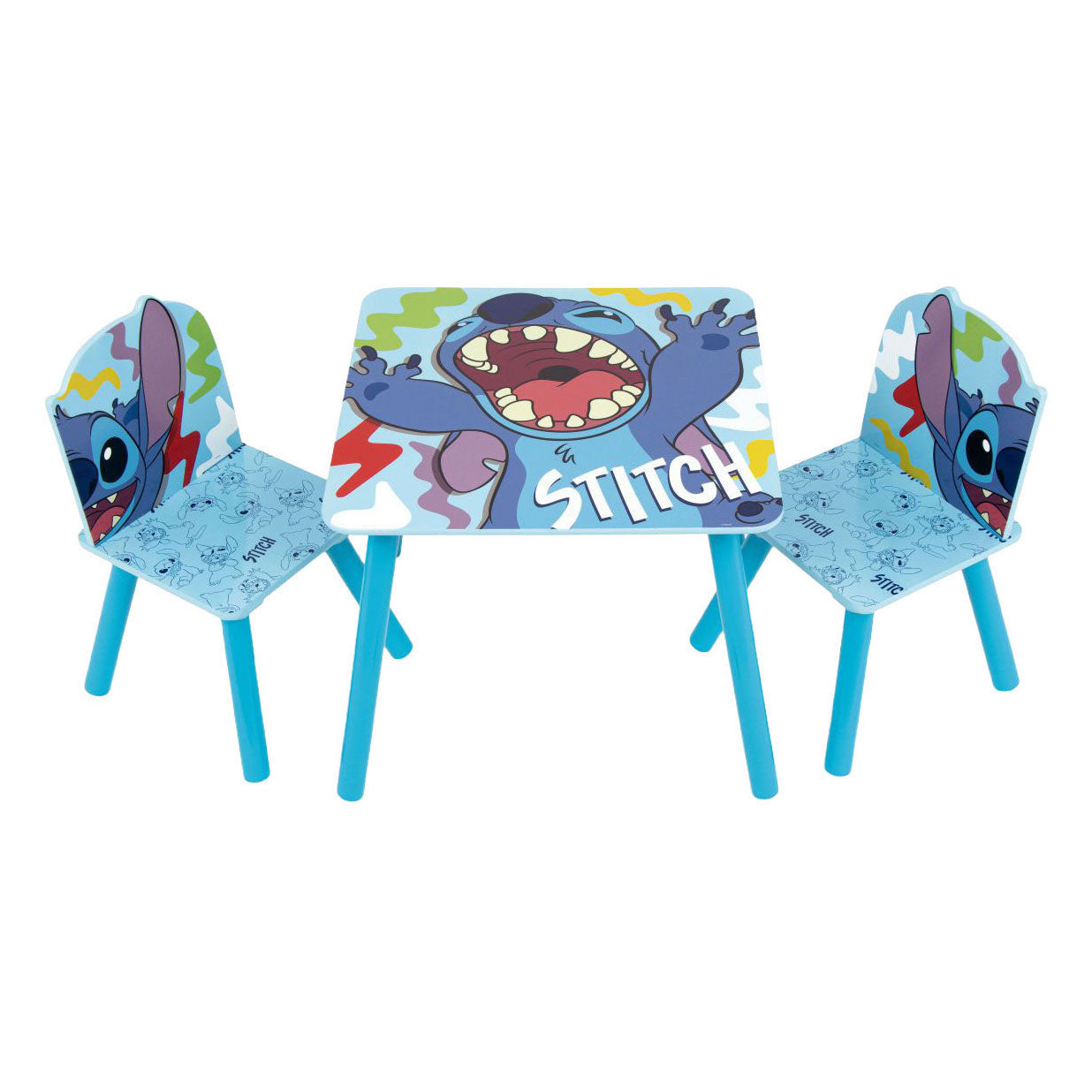 Set Houten Tafel met Twee Stoelen Stitch