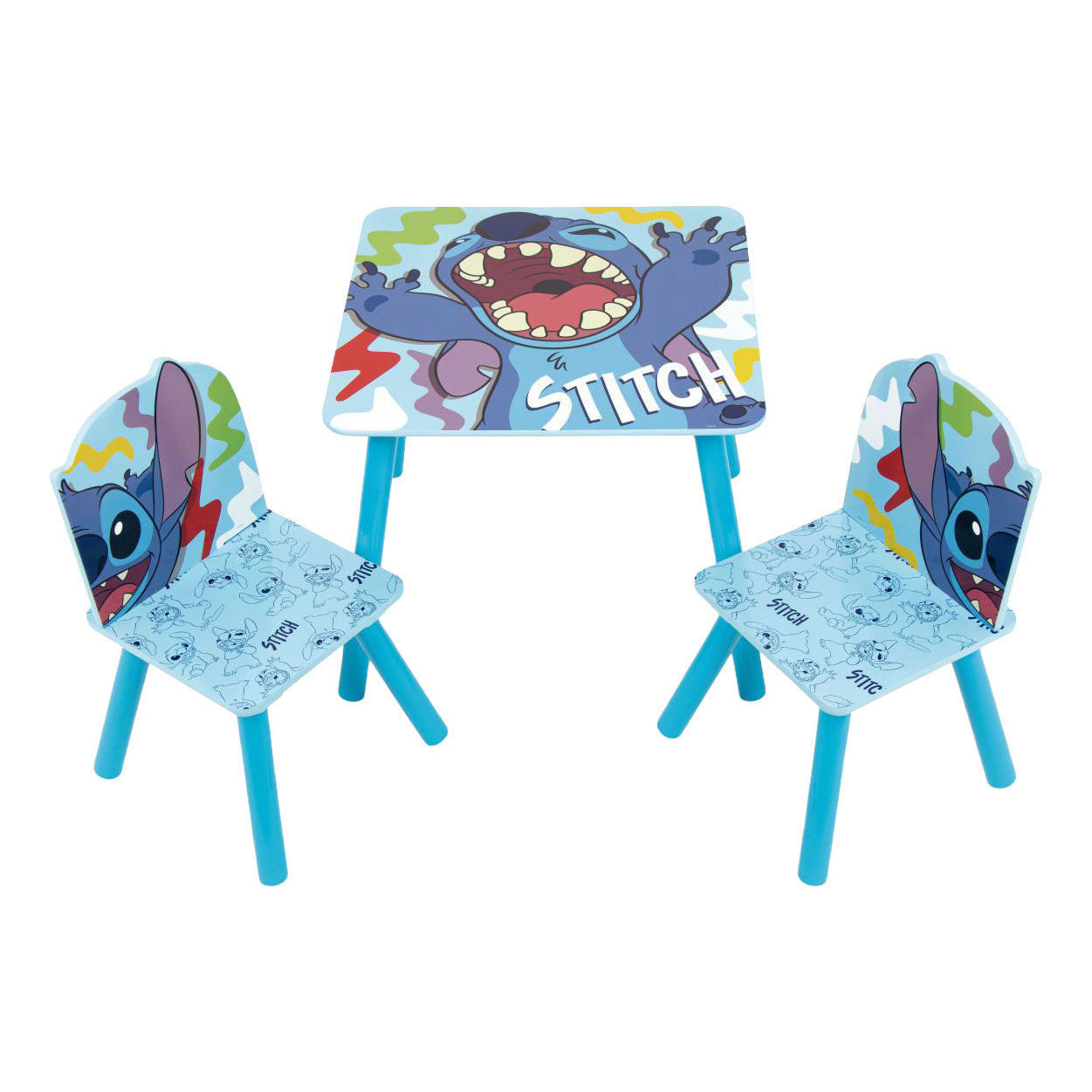 Set Houten Tafel met Twee Stoelen Stitch